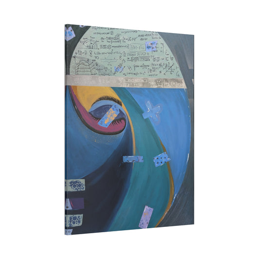 Abstract Wave Canvas Art — Stretched 0.75" with Script & Bandage Motif