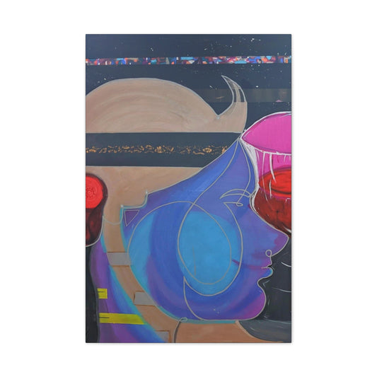 Abstract Colorful Profile Canvas Art – Modern Pop Portrait Stretched Canvas