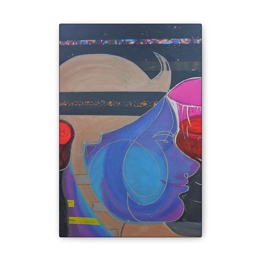 Abstract Colorful Profile Canvas Art – Modern Pop Portrait Stretched Canvas