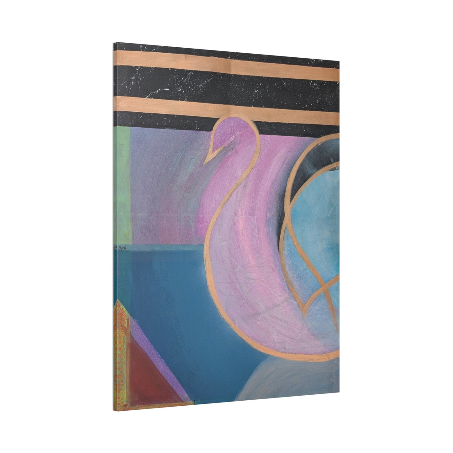 Abstract Flamingo Canvas Art - Pink Swan Stretched Canvas Wall Decor