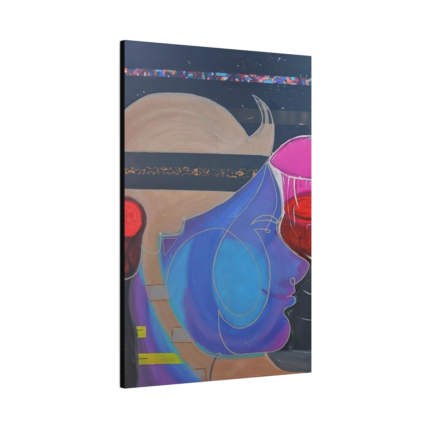 Abstract Colorful Profile Canvas Art – Modern Pop Portrait Stretched Canvas