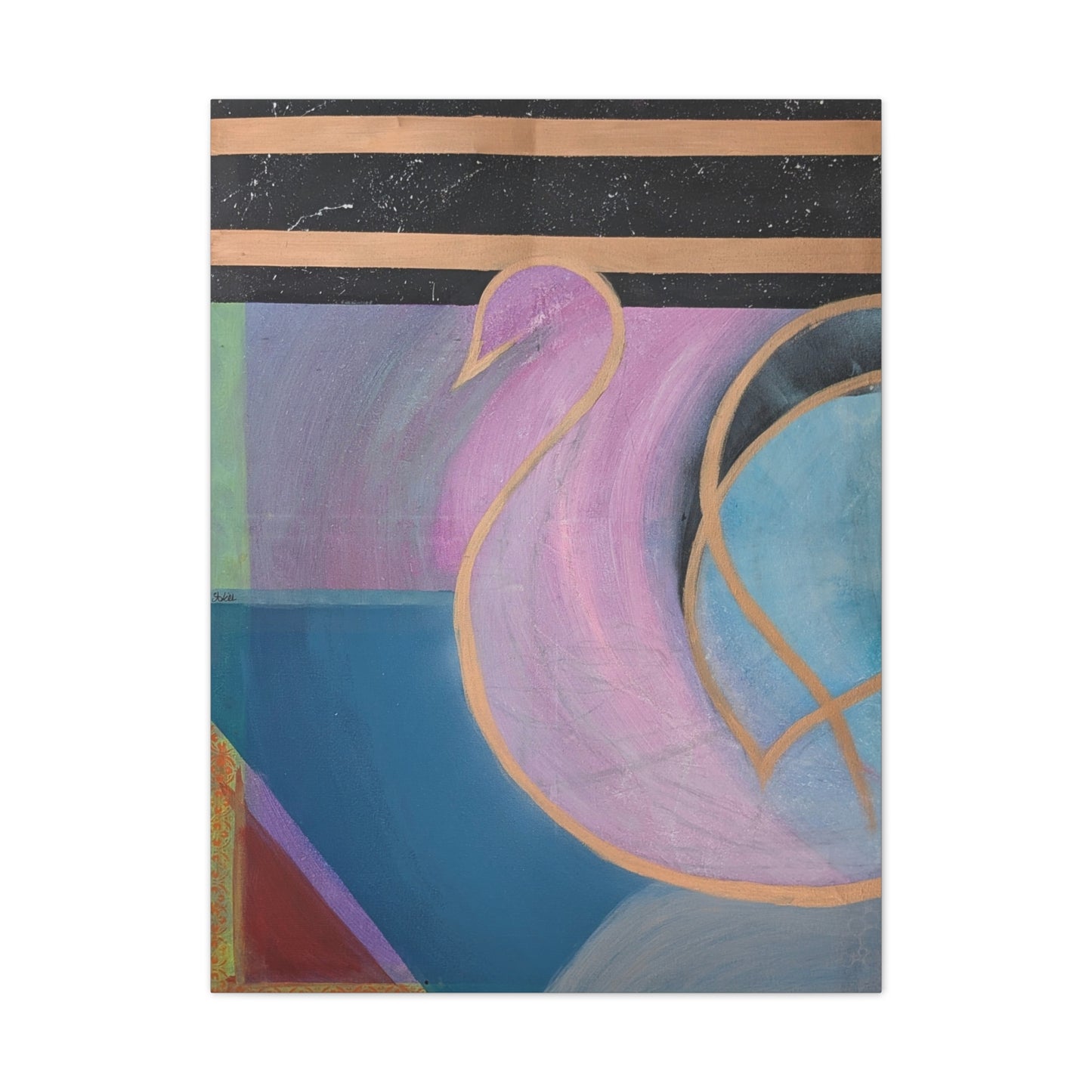 Abstract Flamingo Canvas Art - Pink Swan Stretched Canvas Wall Decor