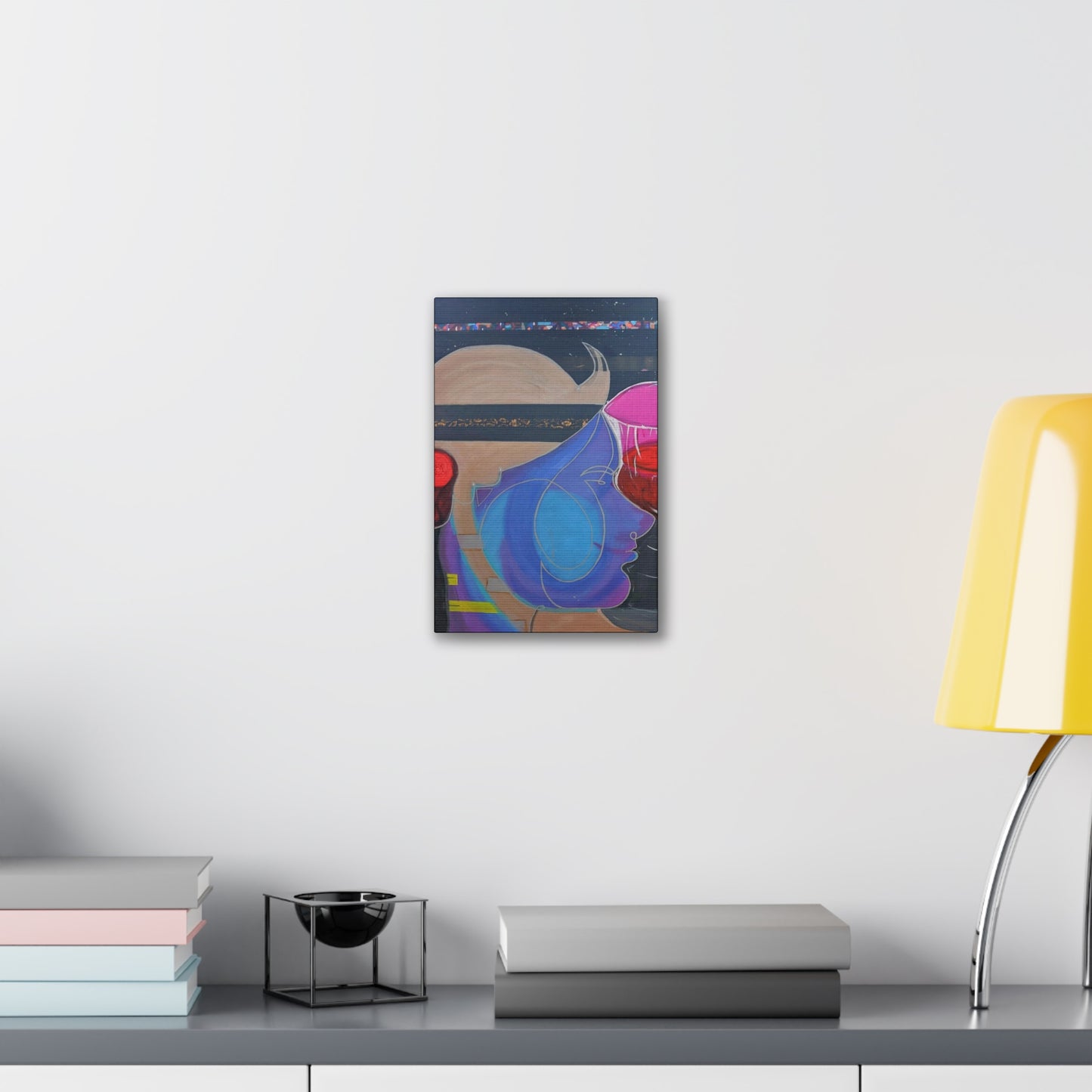 Abstract Colorful Profile Canvas Art – Modern Pop Portrait Stretched Canvas