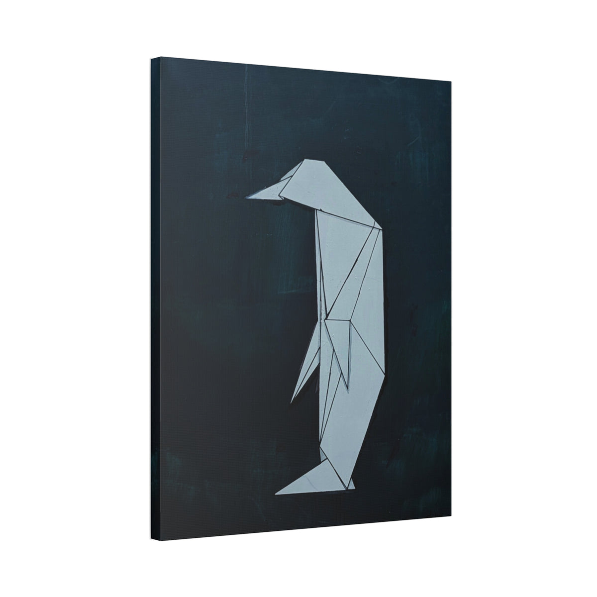 Geometric Origami Penguin Canvas Print — Modern Minimalist Wall Art