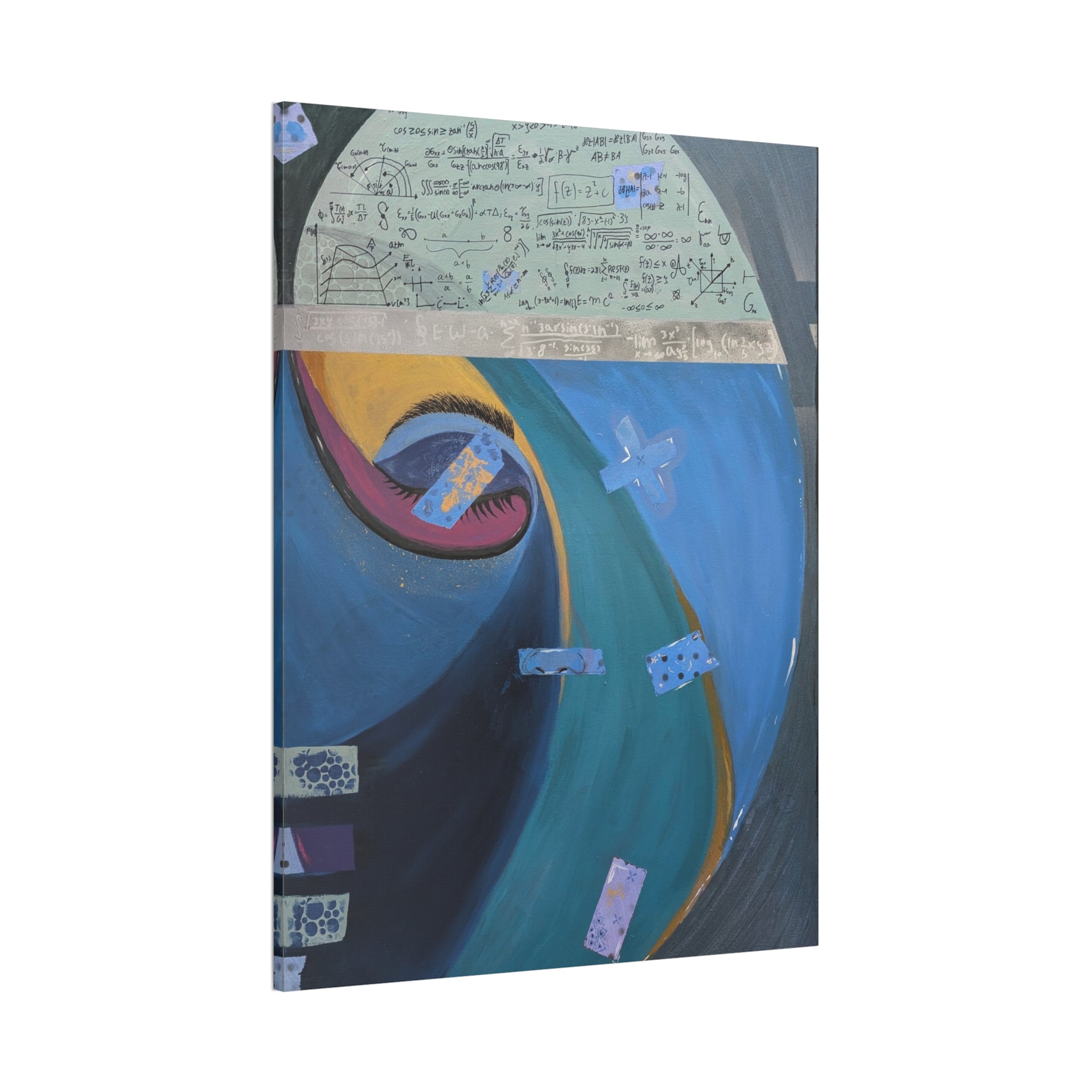 Abstract Ocean Wave Canvas Art with Handwritten Notes — Stretched Wall Print