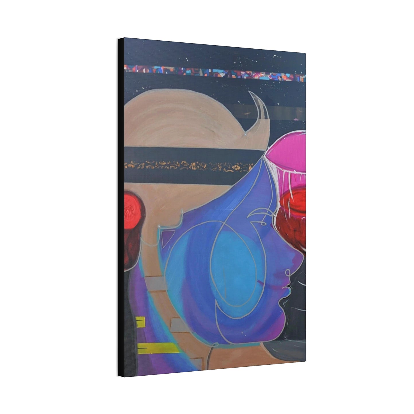 Abstract Colorful Profile Canvas Art – Modern Pop Portrait Stretched Canvas