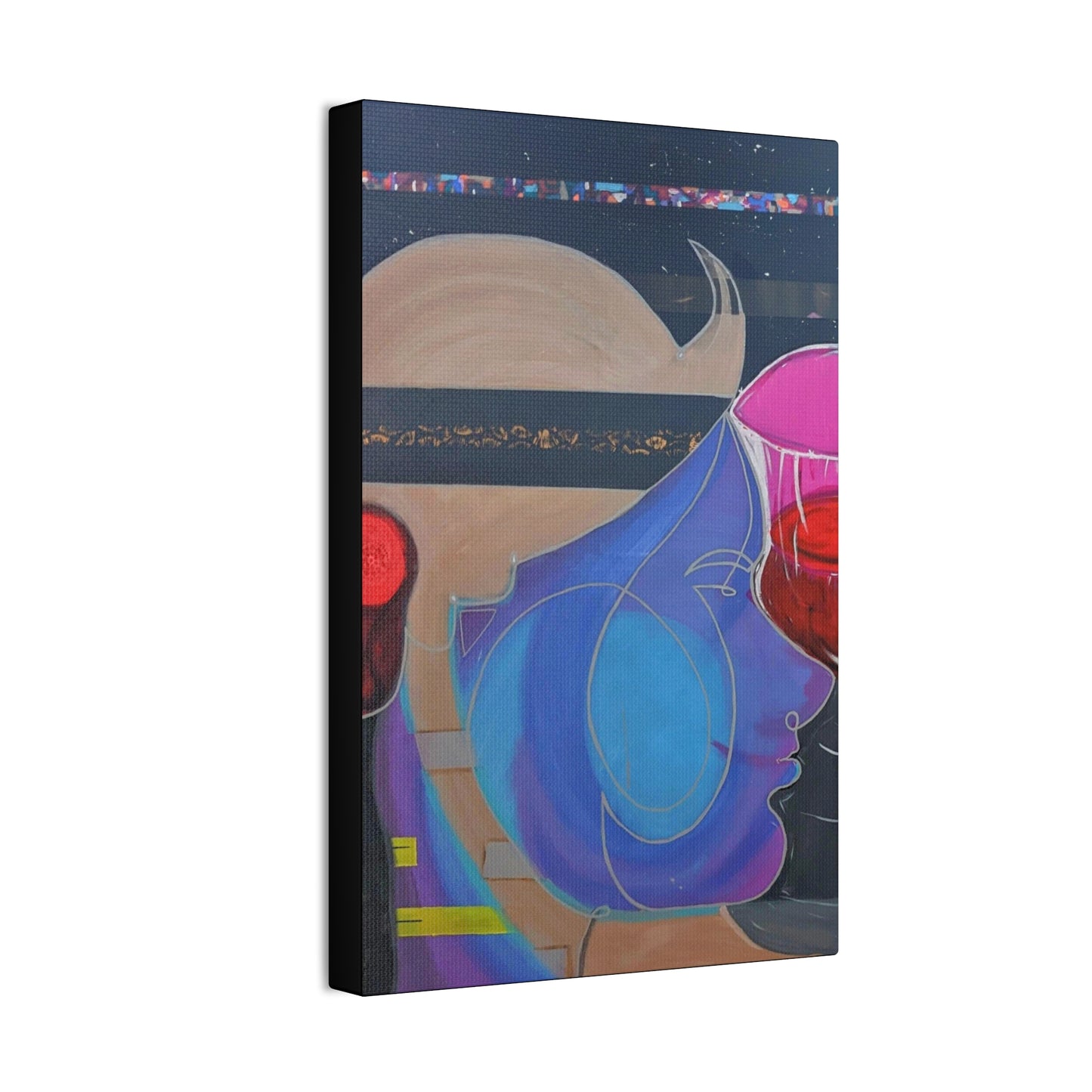 Abstract Colorful Profile Canvas Art – Modern Pop Portrait Stretched Canvas
