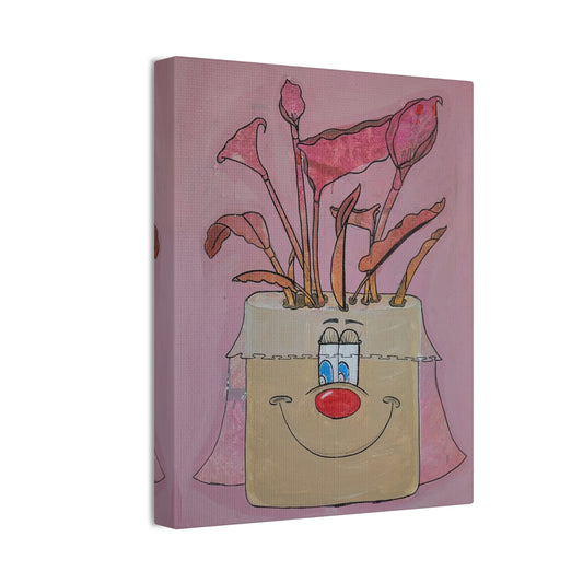 Whimsical Smiling Planter Canvas