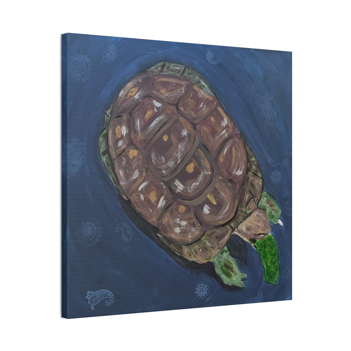 Sea Turtle Canvas Wall Art – Hand-Painted Marine Wildlife Print