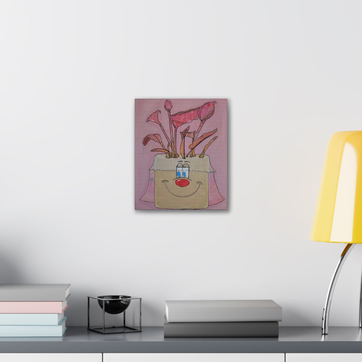 Whimsical Smiling Planter Canvas