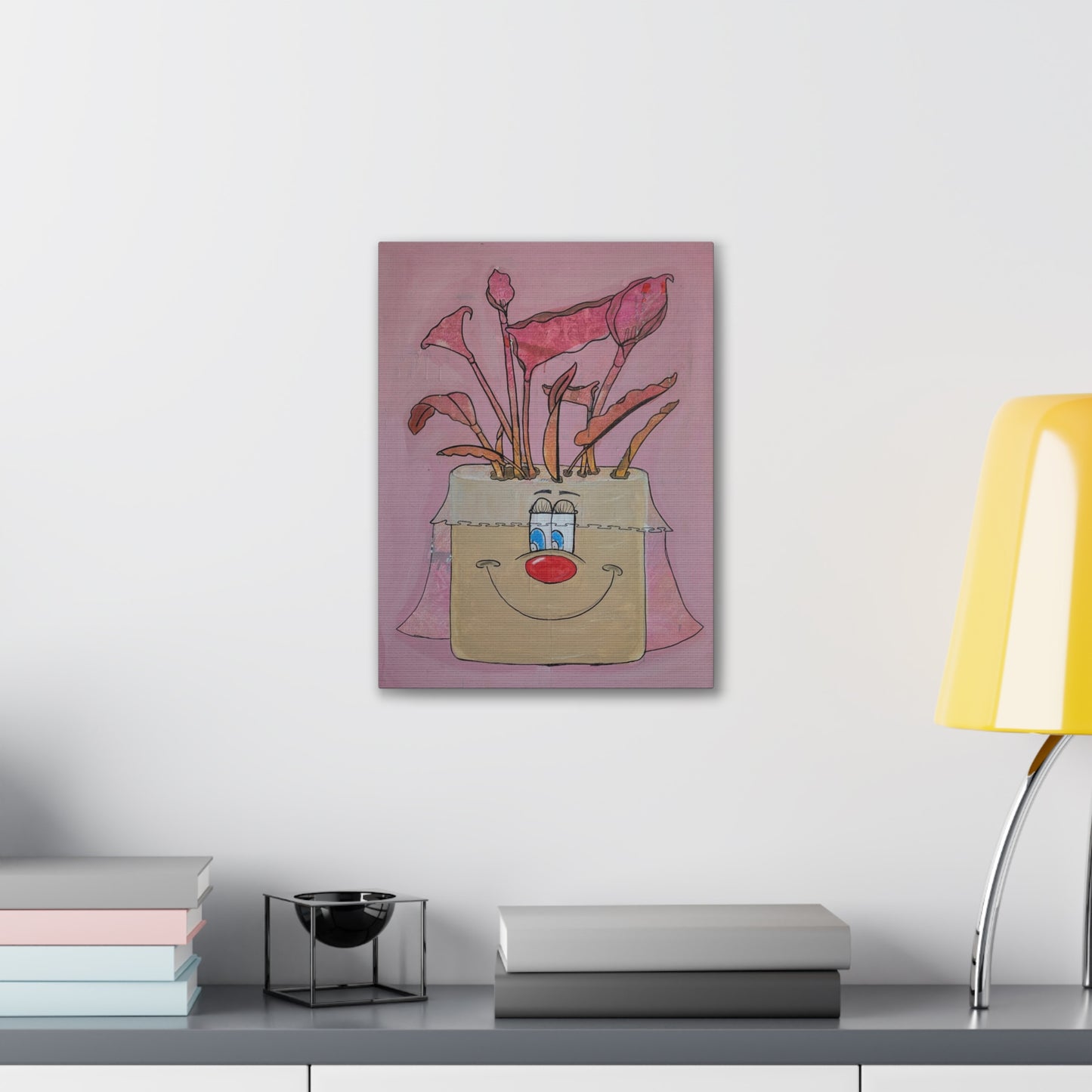Whimsical Smiling Planter Canvas