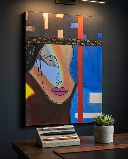 Abstract Rainbow Face Canvas Art – Modern Stretched 1.5" Wall Decor
