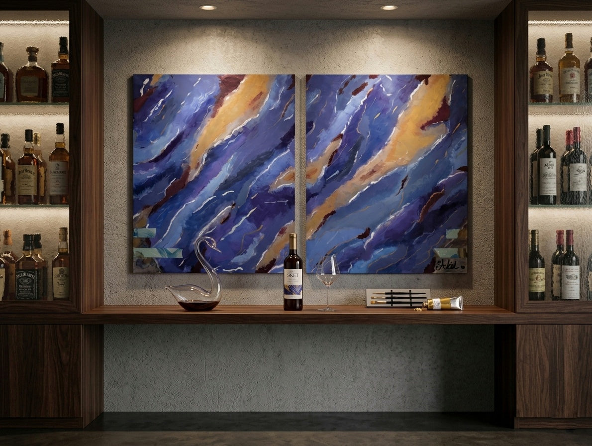 Abstract Ocean Waves Canvas Print — Stretched 0.75" Wall Art
