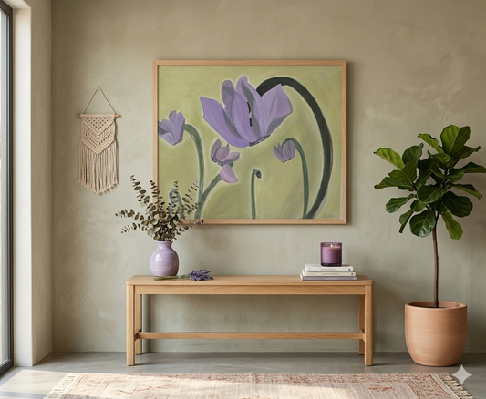 Lavender Bloom Canvas Wall Art – Purple Floral Stretched Canvas