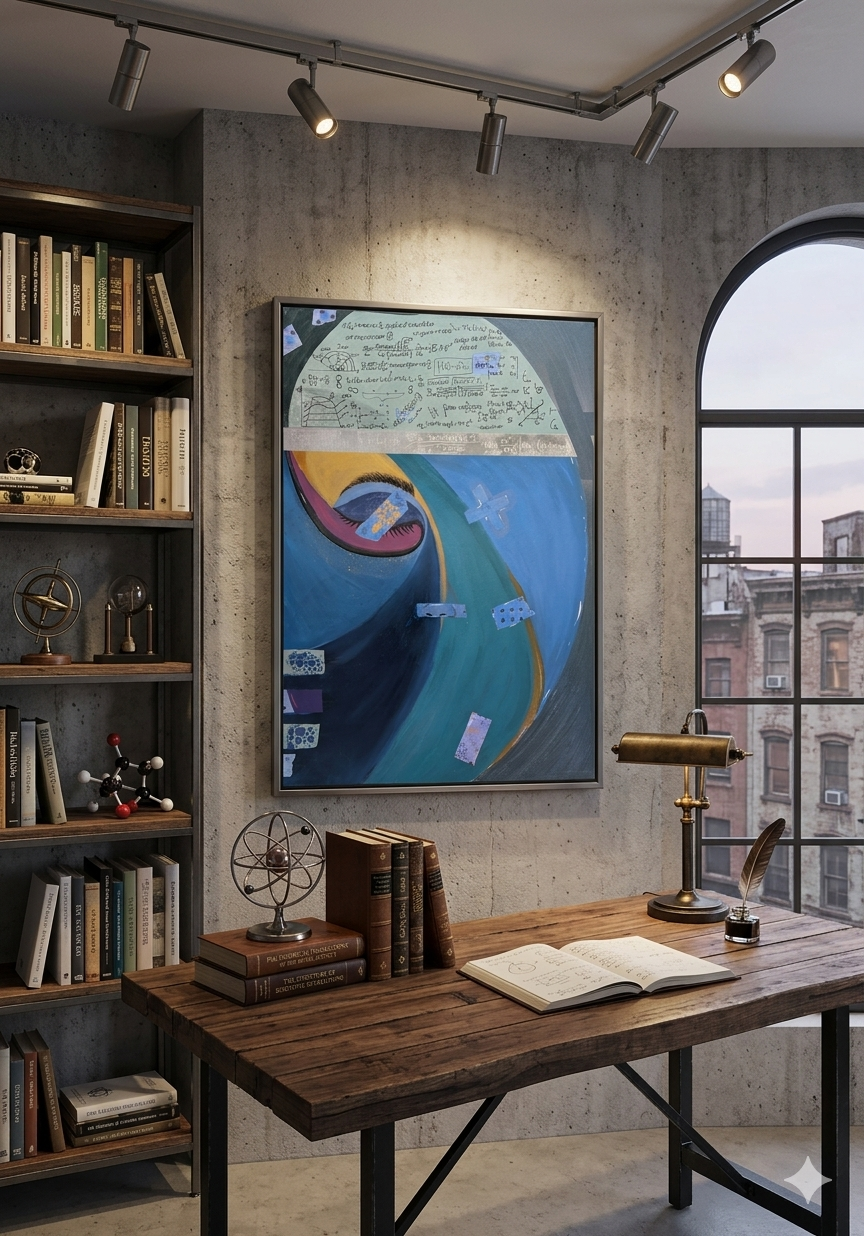 Abstract Wave Canvas Art — Stretched 0.75" with Script & Bandage Motif