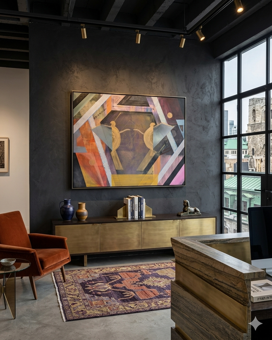 Abstract Geometric Canvas Print — Modern Symmetry Art (Stretched Canvas 0.75")