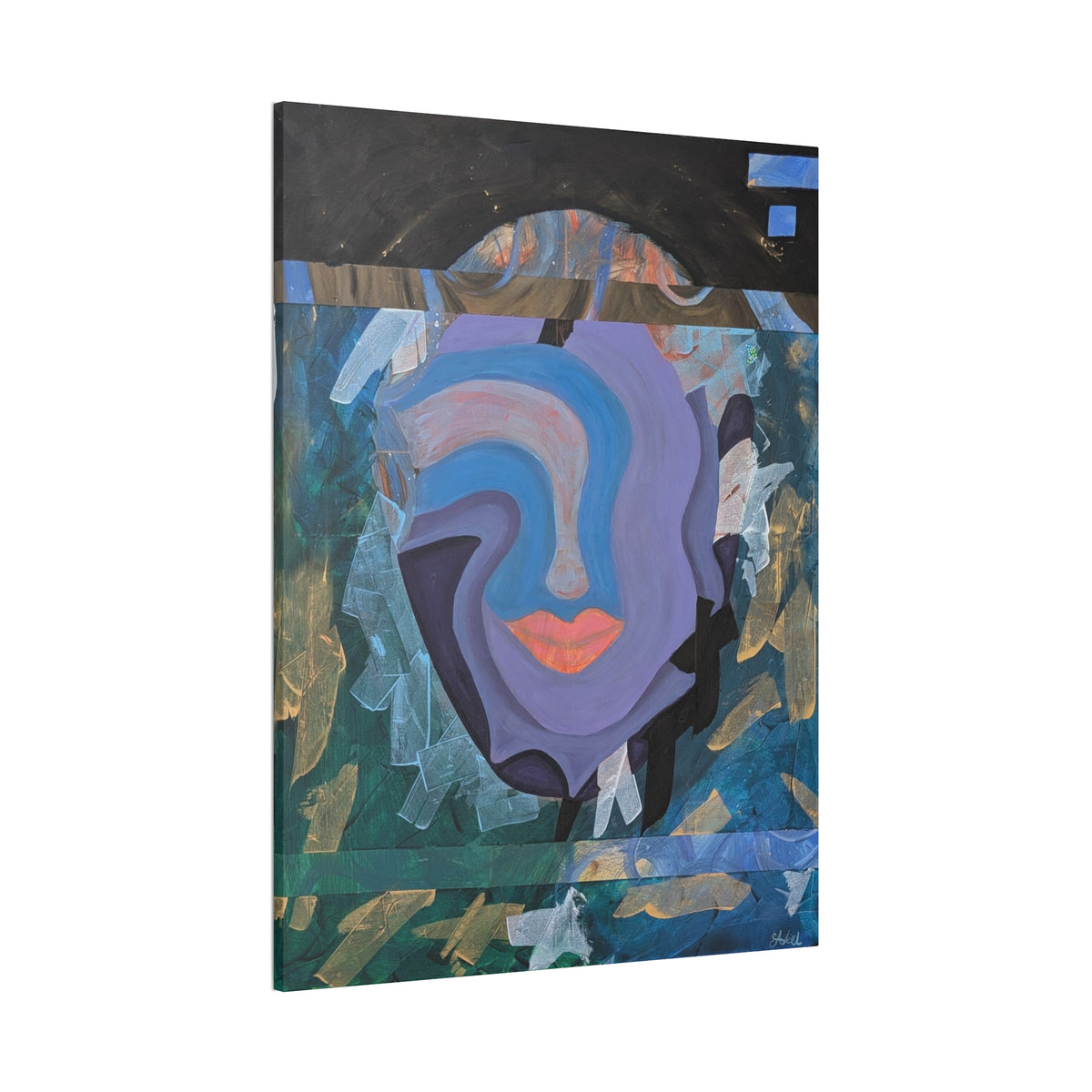 Abstract Face Canvas Print — Colorful Surreal Portrait Art on Stretched Canvas