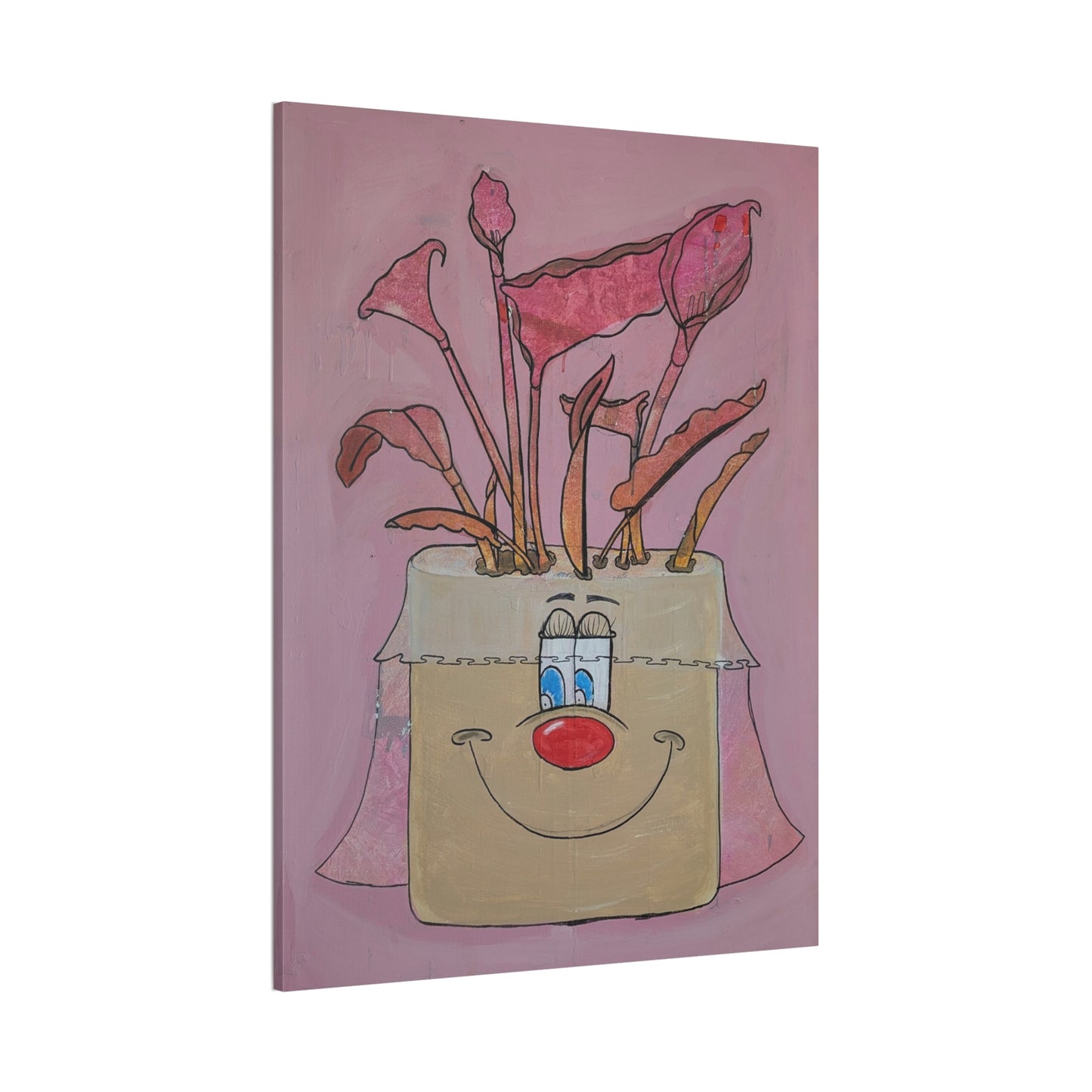 Whimsical Smiling Planter Canvas