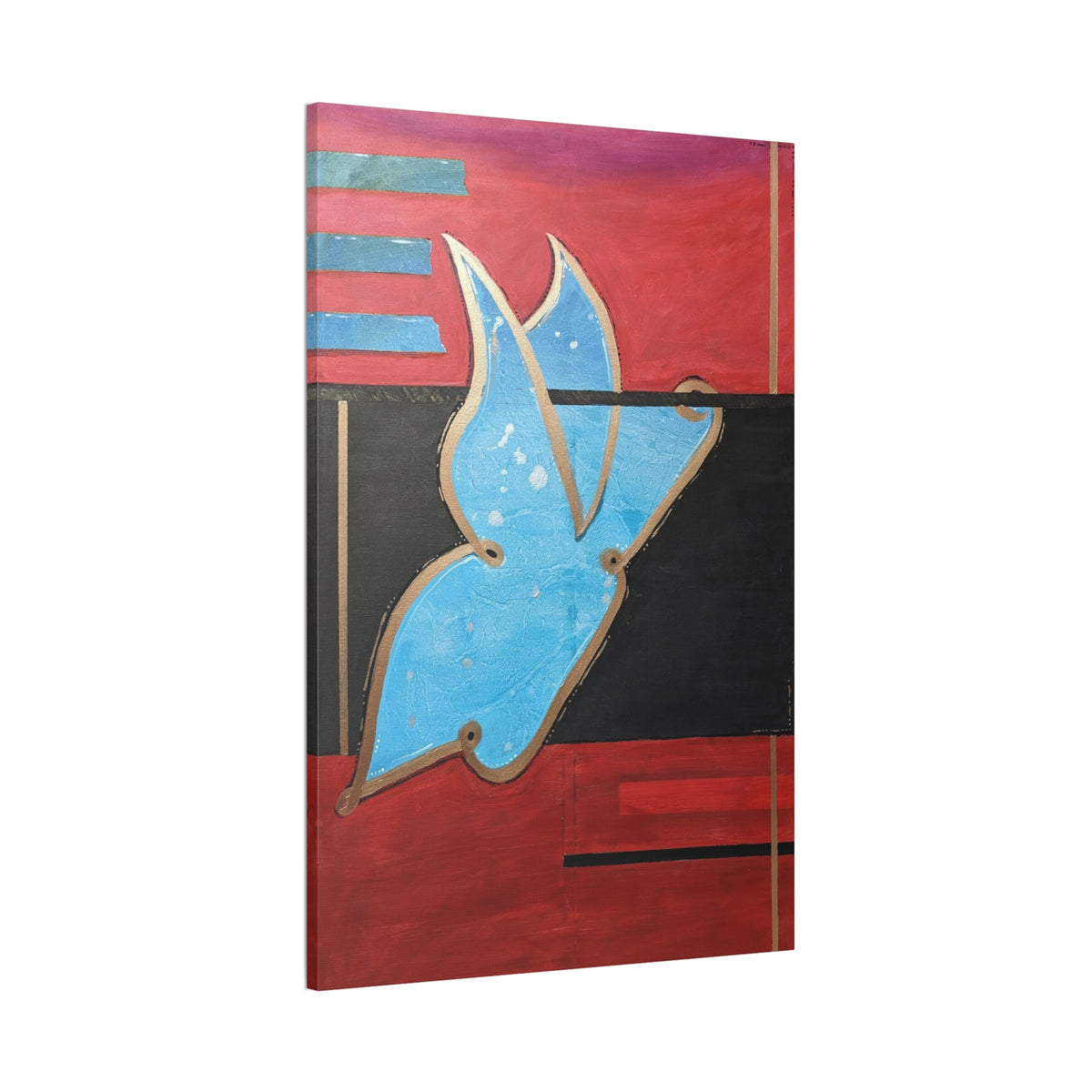 Abstract Blue Bird Canvas Wall Art – Modern Geometric Stretched Canvas (0.75")