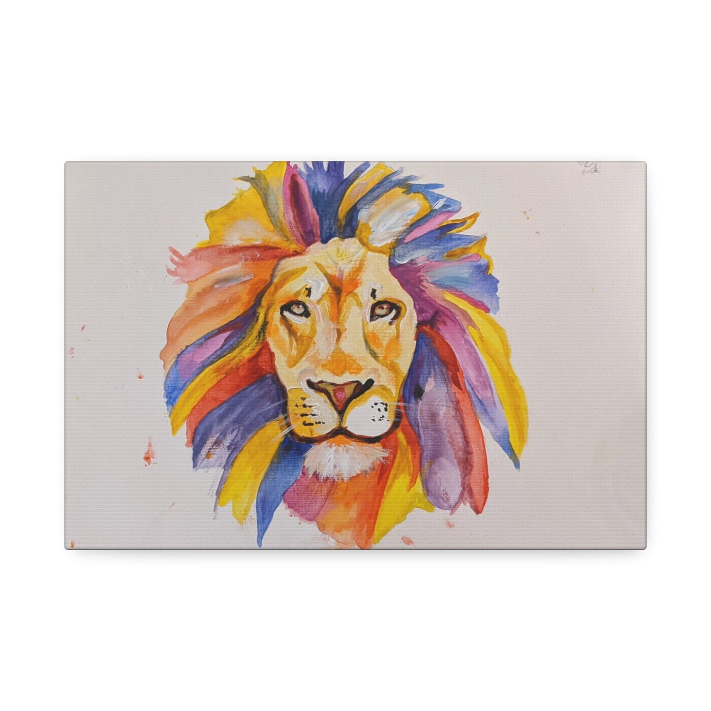 Colorful Watercolor Lion Canvas Print — Stretched Wall Art