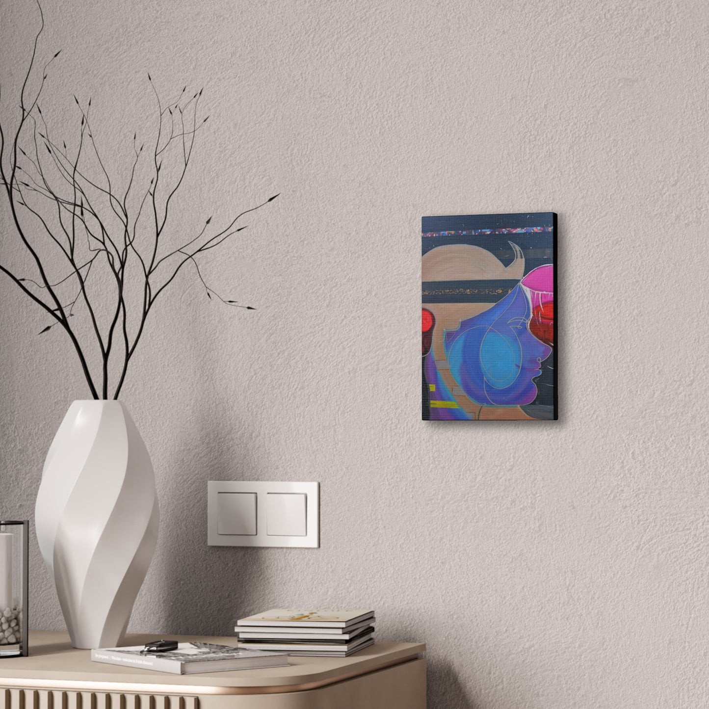 Abstract Colorful Profile Canvas Art – Modern Pop Portrait Stretched Canvas