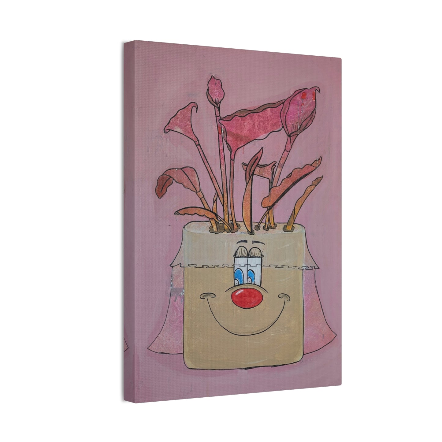 Whimsical Smiling Planter Canvas